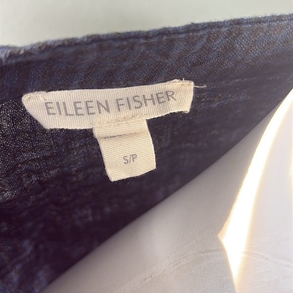 Eileen Fisher Organic Black & Blue Linen Shift Dress SP - Picture 6 of 7